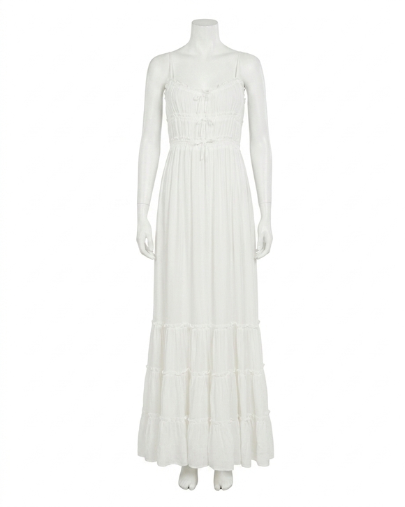 THE KOOPLES Dresses & Skirts - NEW THE KOOPLES shirred bow maxi dress in white